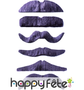 Lot de 12 moustaches grises auto-adhésives