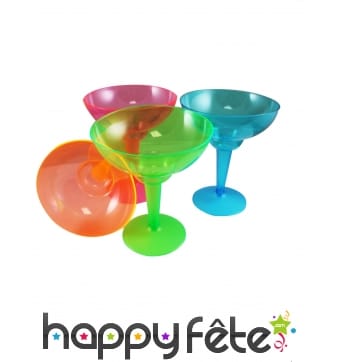 Lot de 12 verres à margarita en plastique coloré