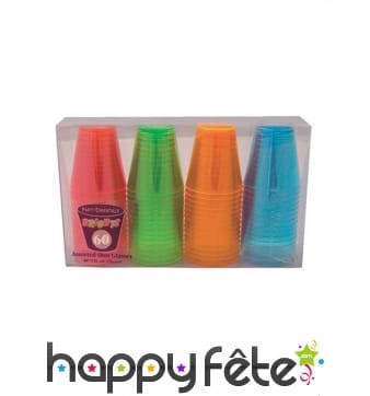 Lot de 60 verres shooter en plastique coloré