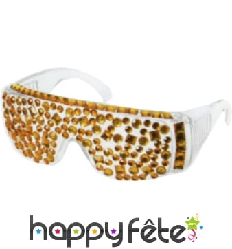 Lunettes de star avec strass en or