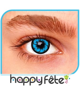 Lentilles fleur bleu manga