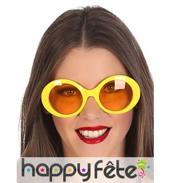 Lunettes hippies avec monture jaune