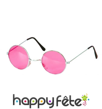 Lunettes hippies fuschias. Protection uv