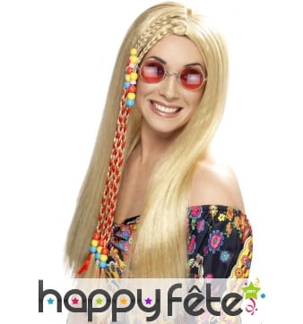 Longue perruque hippie blonde