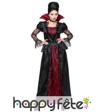 Longue robe de dame vampire rouge et noir