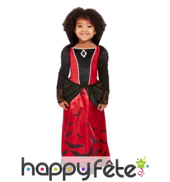 Longue robe de vampire rouge et noir pour fille