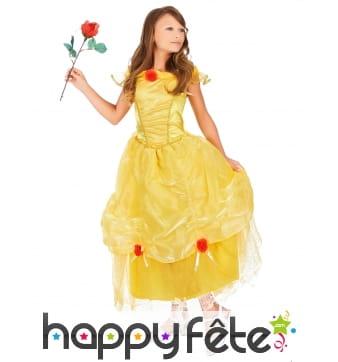 Longue robe jaune de Belle princesse pour enfant