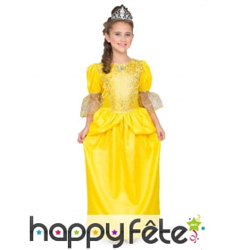 Longue robe jaune de princesse pour enfant