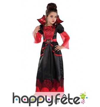 Longue robe noire et rouge de vampire pour enfant