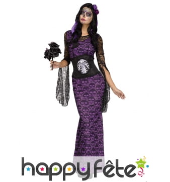 Longue robe violette de lady calavera