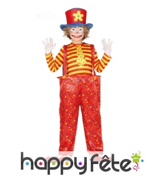 Large salopette de clown rouge jaune pour enfant