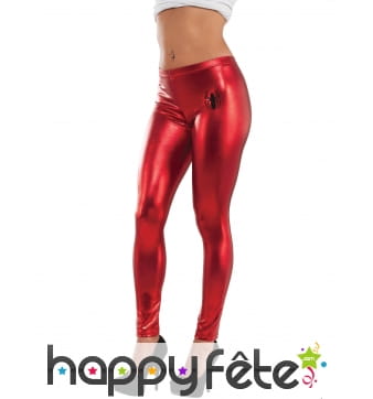 Legging Spiderman moulant rouge métal pour femme