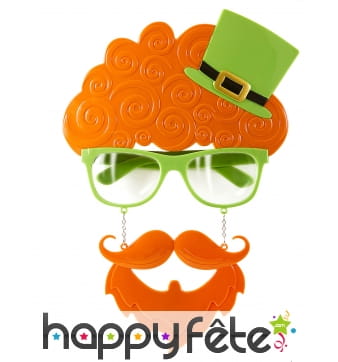 Lunettes St Patrick avec cheveux et barbe