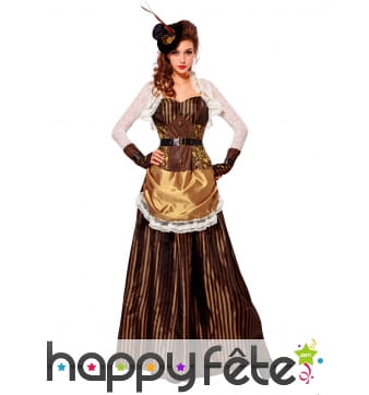 Longue tenue Steampunk baroque marron pour femme