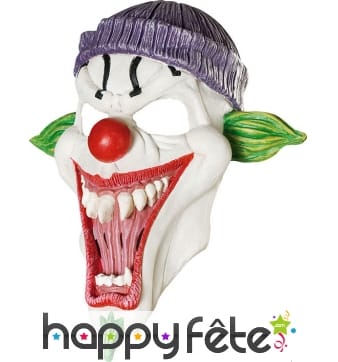 Masque clown blanc grande bouche monstrueuse