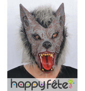 Masque complet de loup garou en fausse fourrure