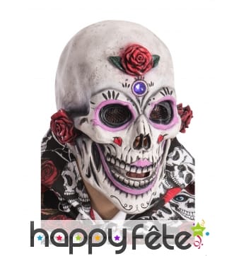 Masque complet décoré Dia de los muertos adulte