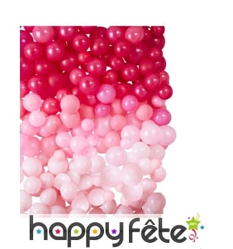 Mur de ballons roses en kit, 2 x 2 m