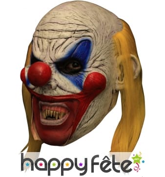 Masque d'horrible clown chauve et cheveux jaunes