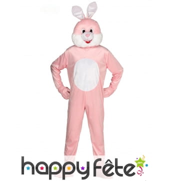 Mascotte de lapin rose pour adulte