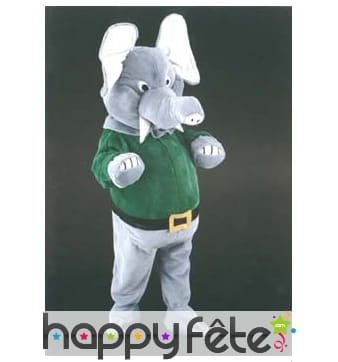 Mascotte éléphant pull vert