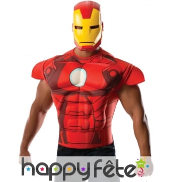 Masque et T-shirt de Iron Man musclé pour homme