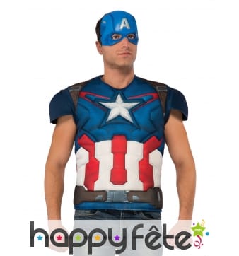 Masque et T-shirt musclé de Captain America, homme