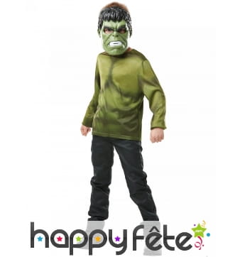 Masque et T-shirt vert de Hulk pour enfant