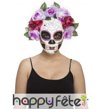 Masque facial Jour des morts fleuris pour adulte