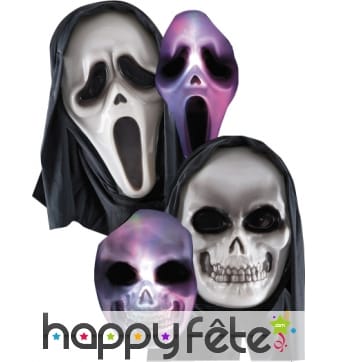 Masque fantome/skull lumineux avec cagoule