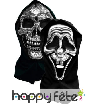 Masque fantôme squelette avec cagoule