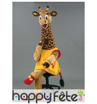 Mascotte girafe robe jaune