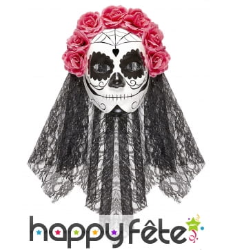 Masque intégral Dia de los muertos avec voile