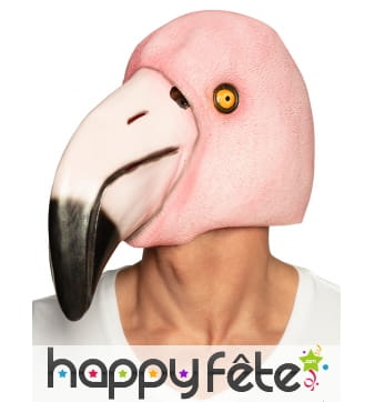 Masque intégral flamant rose en latex pour adulte