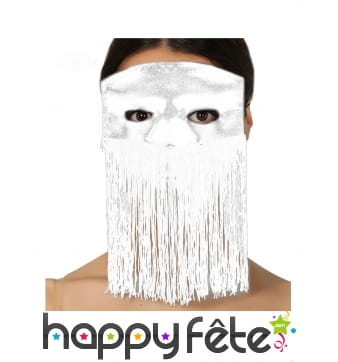 Masque loup blanc avec longues franges