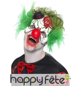 Masque latex clown avec chapeau cheveux