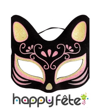 Masque loup de chat avec motifs rose