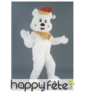 Mascotte ours blanc de noel