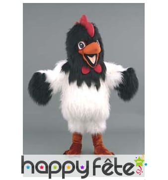 Mascotte poulet noir et blanc