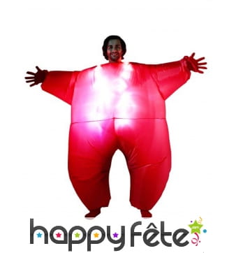 Morphsuit rouge gonflable et lumineux pour adulte