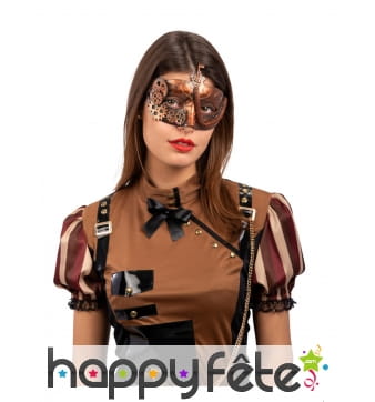 Masque steampunk avec rouages et clef pour adulte