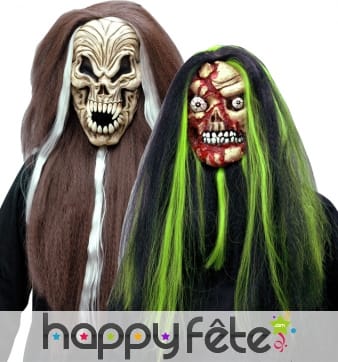 Masque souple complet et cheveux pour halloween