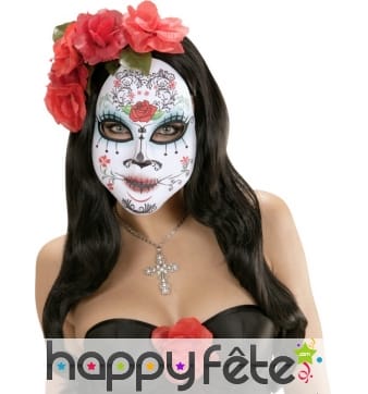 Masque souple Dia de lous muertos avec roses