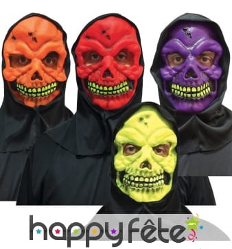 Masque skull fluo et cagoule