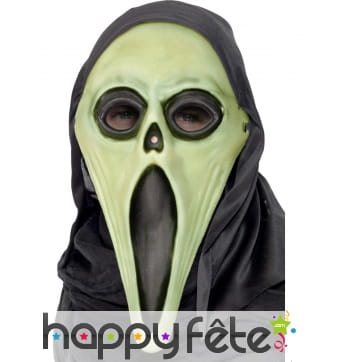 Masque scream phosphorescent avec cagoule