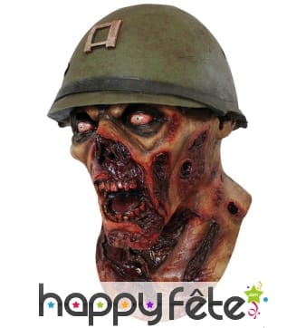 Masque soldat zombie en latex, intégral