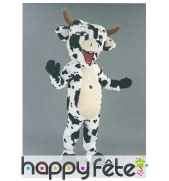 Mascotte vache noire et blanche