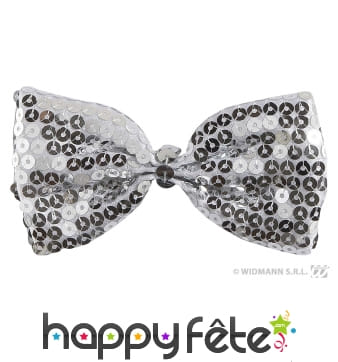 Noeud papillon argent avec paillettes