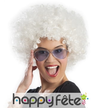 Perruque afro blanche pour adulte