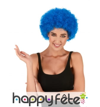 Perruque afro bleue unie